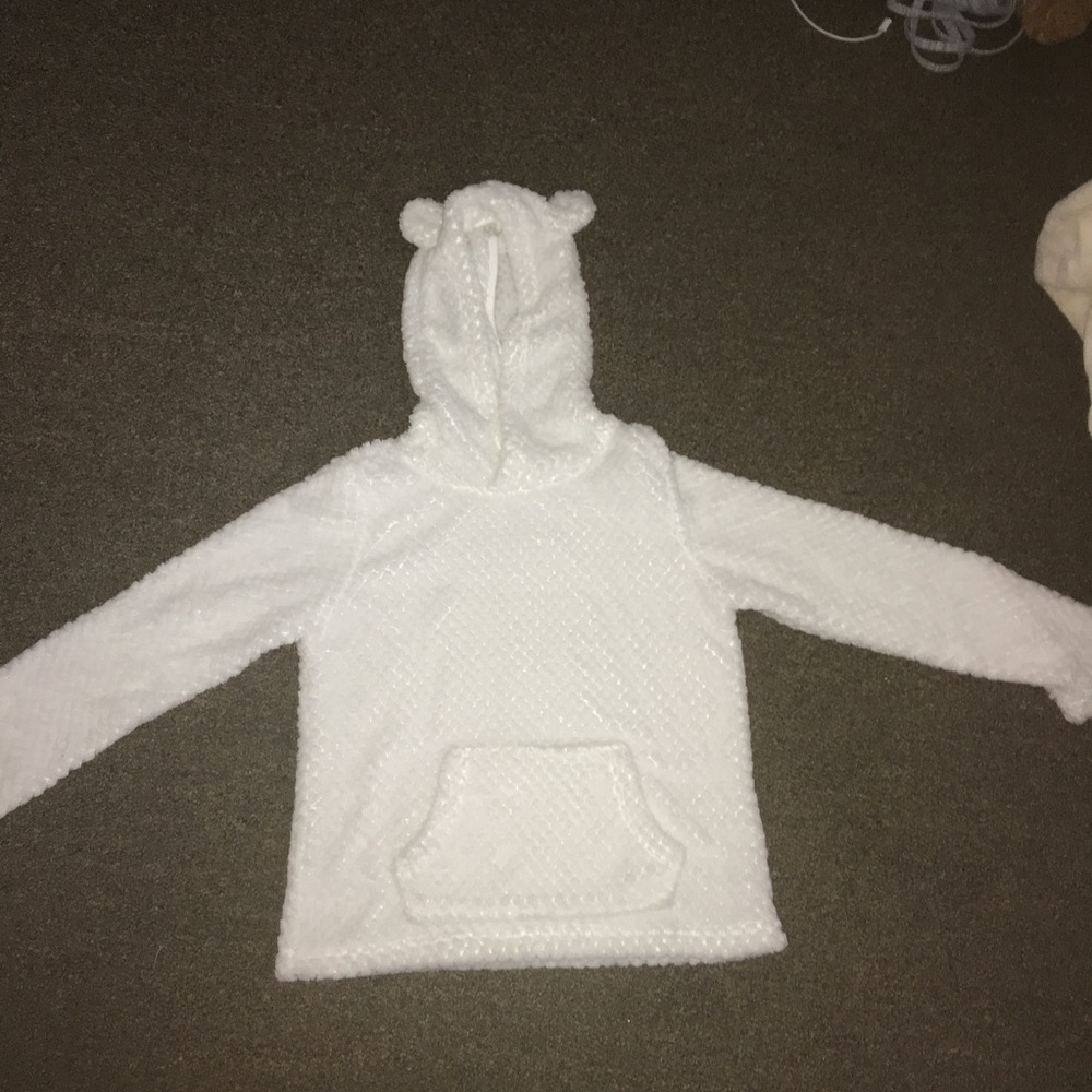 White fluffy pullover sweatshirt